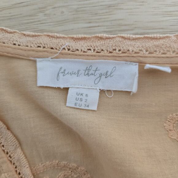 Forever That Girl Tunic Top Womens 2 Embroidered Sheer Boho Festival Peasant Blo - Picture 3 of 10